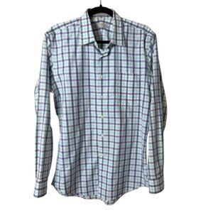 NORDSTROM Trim Fit Smartcare Wrinkle Free Plaid Dress Shirt Size 15 1/2 34-35